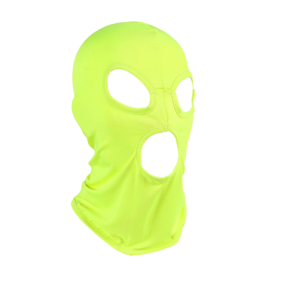 Unisex 3 Hole Full Face Mask, Women Men Thin Balaclava Face Mask For Motorcycle Bike Hunting Cycling Cap Ski Fluorescent Green 9448990352692