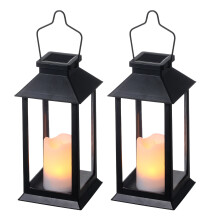 Op zonne-energie werkende LED-hanglantaarn voor buiten, 2 stuks