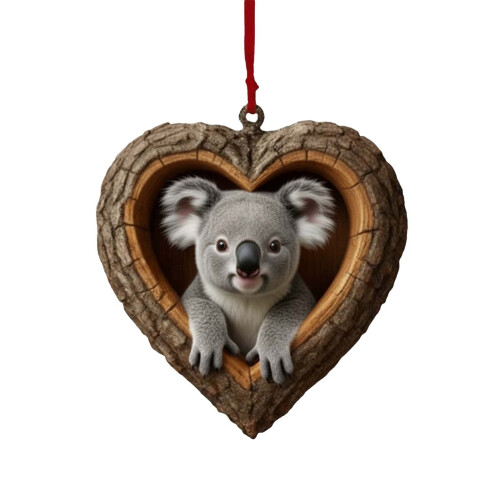 Hjerteformet koala julepynt i akryl, 1 stk. 1