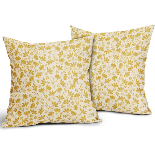 Conjunto de 2 capas de almofada vintage com estampa floral, 45x45 cm (18x18 polegadas), em linho. 1