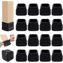 16PCS Chair Sliders for Carpet & Hardwood, Square Glide Pads (Black, Fit 1"-1.4"), Protect Floors, Easy Moving