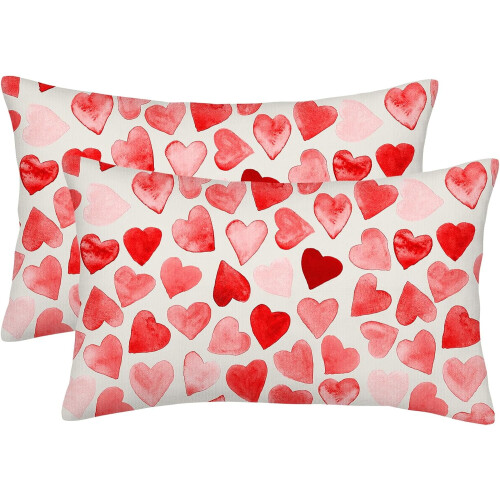 Conjunto de 2 capas de almofada para o Dia dos Namorados, 30x50cm (12x20 polegadas).