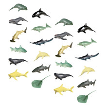 Ensemble de 24 mini figurines de poissons de couleurs assorties, jouets animaux marins en PVC, objets de collection décoratifs