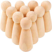 10x Unfinished Wooden Peg Dolls Christmas Figures DIY Painting Crafts