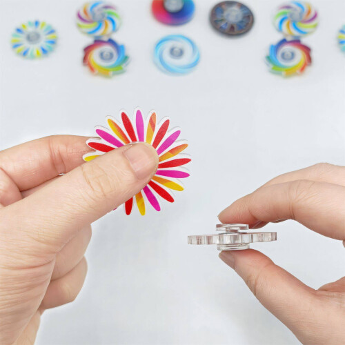 12 τεμάχια Fidget Spinners, διαφανή παιχνίδια αισθητήρων με ζωηρό σχεδιασμό, ομαλά μακριά 2