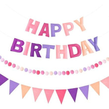 Guirlande en feutrine 3D « Joyeux anniversaire » – 3 pièces