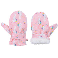 Toddler Gloves Waterproof Winter Infant Snow Mittens Lined Fleece Child Ski Gloves for Boys Girls Pink Seahorse 2-3 years