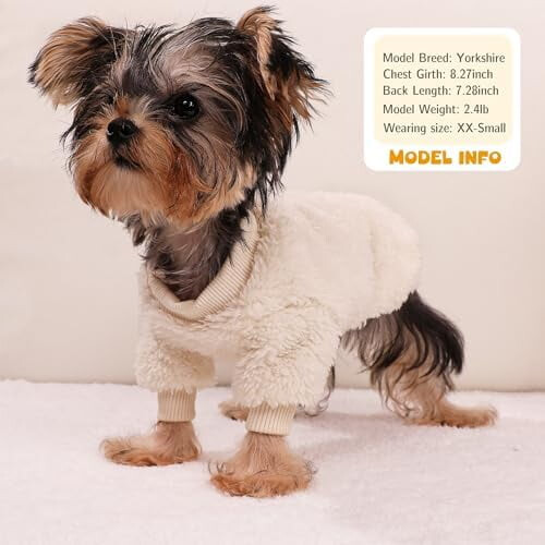 Dog Sweater Fleece Warm Soft Beige Small 2