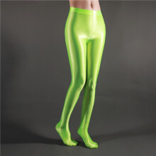 Leggings met hoge taille voor dames, ultradunne doorszichtige panty, glanzende dans-, yoga- en skinny broek, groen
