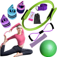 Pilates-Basics-Set für Frauen, Pilates-Set für Zuhause, Pilates-Set für zu Hause mit Yogaball, 25 cm Figur, 8 Widerstandsbänder