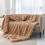 Faux Fur Throw Blanket Ribbed Jacquard Beige 52x64 Inch 2