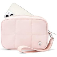 Gepolsterte Handgelenk-Geldbörse für Damen, RFID-Nylon-Geldbörse mit Reißverschluss, gesteppte Tasche für Reisen, Kreditkartenhalter, Handyhalter