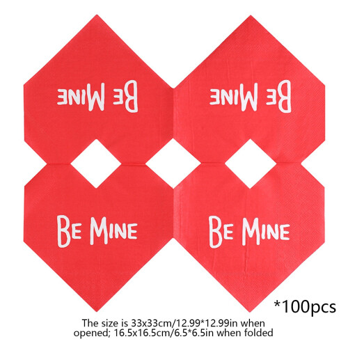 Valentinsdagspapirservietter røde 5-pak (100 ark) 2