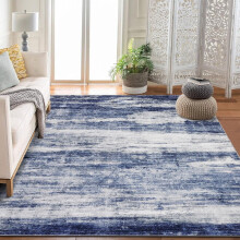 Washable Area Rugs 5'x7' Non-Slip Modern Abstract Soft Rug for Living Room Low Pile Non-Shedding Foldable Indoor Carpet for Bedroom Blue