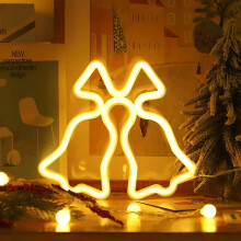 Jingle Bell Neon Sign LED Neon Nachtlampje, USB- of batterijgevoed, Kamerdecoratie Lamp Wanddecoratie voor Kerstmis, Bruiloft, Kinderkamer,