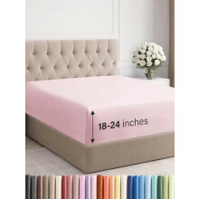 Sábana bajera ajustable Queen extra profunda – Compatible con colchones de 45 a 60 cm, ultrasuave, sin arrugas, transpirable, color rosa lavanda.