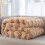 Faux Fur Throw Blanket Ribbed Jacquard Beige 52x64 Inch 5