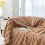 Faux Fur Throw Blanket Ribbed Jacquard Beige 52x64 Inch 3