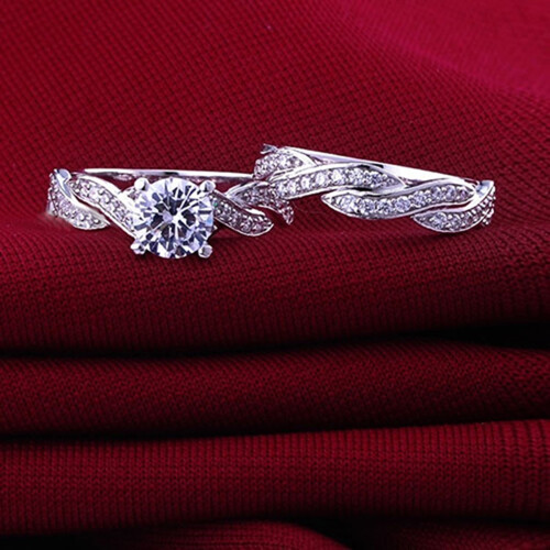 2 st dameringar i 925 sterlingsilver med strass 2