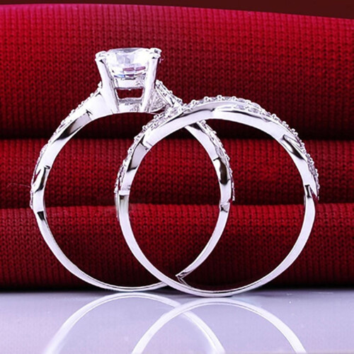 2 st dameringar i 925 sterlingsilver med strass 1