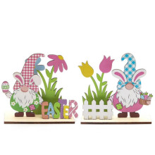 2 letreros de madera de Pascua: Conejito de Pascua feliz, adorno de mesa y centro de mesa para fiesta de Pascua, decoración de bandeja escalonada