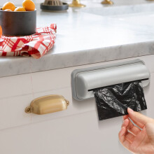 Distributeur mural de sacs en plastique gris clair