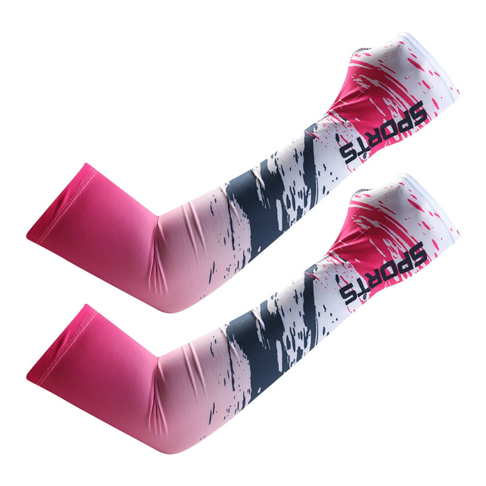 Pink Arm Sun Sleeves Compression Uv Protection Men And Women Summer Sunblock Thumb Hole Summer Sport Ice Arm Sleeve On Clearance,