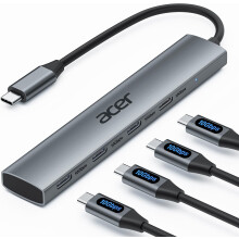 Hub USB-C, adattatore splitter a 4 porte da 10 Gbps — compatibile con iPad, MacBook Pro, iPhone 16/15, Surface Pro (senza funzionalità di