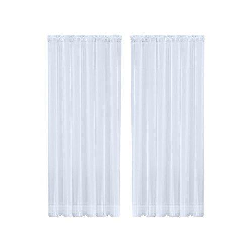 White Polyester Semi-Sheer Curtains 83x52 in Rod Pocket 1