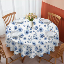 Pioneer Flower Floral Print Pattern Round Tablecloth 60 X 60 Inch, Wrinkle Resistant Wipeable Table Cloth for Kitchen Dining Picnic Patio Party