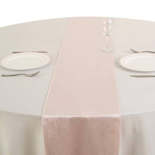 Caminho de mesa de veludo premium rosa claro, 30,5 x 272 cm (12 x 107 polegadas), ideal para festas, casa e jantar. 1