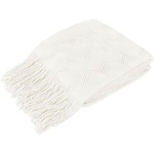 White Knit Throw Blanket 50x60 – Soft Farmhouse Sofa Blanket, Lightweight Summer Decorative Throw for Couch, Chair & Outdoor, Boho Textured –
