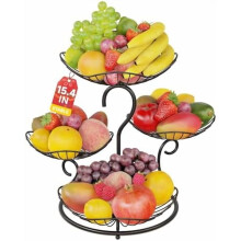 Fruitmandhouder met 4 lagen voor aanrecht, keuken en eettafel – Meerlaagse fruithouder, stevig zwart metalen draadrek, geschikt voor thuisgebruik