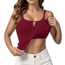Débardeur avec soutien-gorge intégré pour femme, collection été 2025, sans manches, rembourré, style camisole, idéal pour le yoga et le sport,