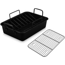 Stainless Steel Roasting Pan with V-Rack and Cooling Rack
