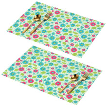 Pioneer Flower Floral Print Placemats Set of 2, 18x12", PVC Washable & Fade Resistant
