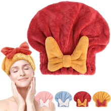 2026 New Microfiber Quick Drying Hair Towel Wrap - Super Absorbent Thickened Hair Turban with Cute Bow Tie for Women, Adults