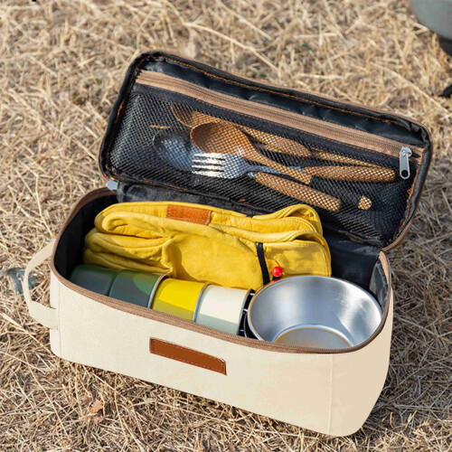 Outdoor Camping Storage Bag – Multi-Functional Organizer for Tableware, Utensils & Tools | Durable, Scratch-Resistant, Portable Tote with Zippered