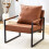 Modern PU Leather Accent Chair – Brown, Metal Frame 1