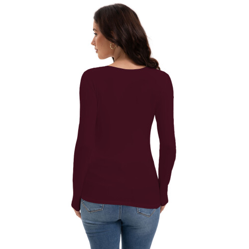 Womens Long Sleeve Square Neck Shirts Basic Slim Fit Tee Tops 1