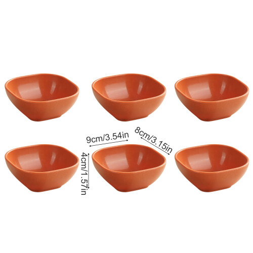 6-delte firkantede sovseskåle, hvedestrå, 10 cm 2