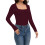 Womens Long Sleeve Square Neck Shirts Basic Slim Fit Tee Tops 4