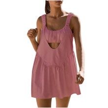 Women Tennis Dress with Built in Shorts and Bra,Sleeveless Casual Summer Backless Golf Dress,Workout Athletic Dress