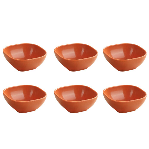 6er-Set Schälchen aus orangefarbenem Weizenstroh 1