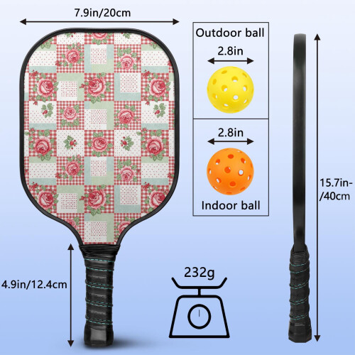 Σετ ρακέτες Pickleball με 2 μπάλες και τσάντα – Ρακέτες από fiberglass με λουλούδια, 2