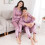 Σετ σατέν πιτζάμες για άνδρες με μακριά μανίκια, μονόχρωμο, ολόσωμο, πιτζάμες δύο 3