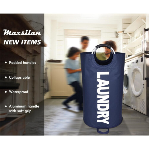 90L Collapsible Laundry Basket with Padded Handles 1