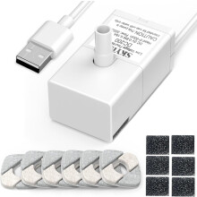 Bomba para fuente de agua para gatos de 50 oz y 95 oz, ultra silenciosa, cable USB, luz LED y paquete de 6 filtros para fuente de mascotas.
