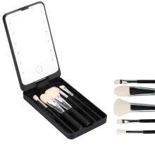 Ensemble de pinceaux de maquillage de voyage rechargeables et portables avec 5 pinceaux, kit cosmétique compact pour les déplacements –