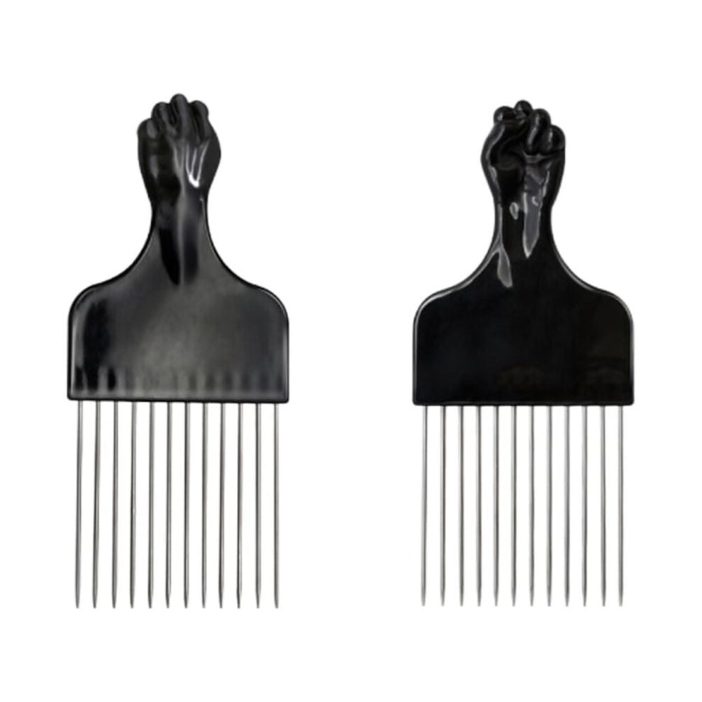 Unisex Hair Comb Picks Pick Metal Fist Styling Afro American Hairdressing Wide Tooth Male Rake Detangling Salon